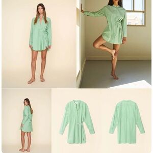 Xirena Mills dress Green Striped Long Sleeve